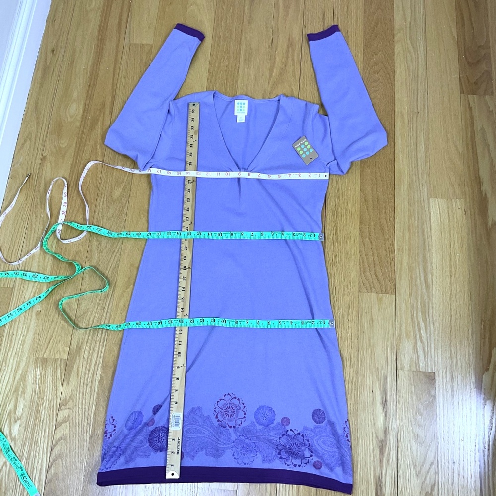 Title Nine Knit Dress Cotton Purple Patterned Hem (M) NWT - Picture 9 of 9